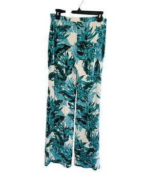 2/$30 Jack Womens M Wide-Leg Pants Blue & Green Ikat Print 95% Rayon 5% Spandex